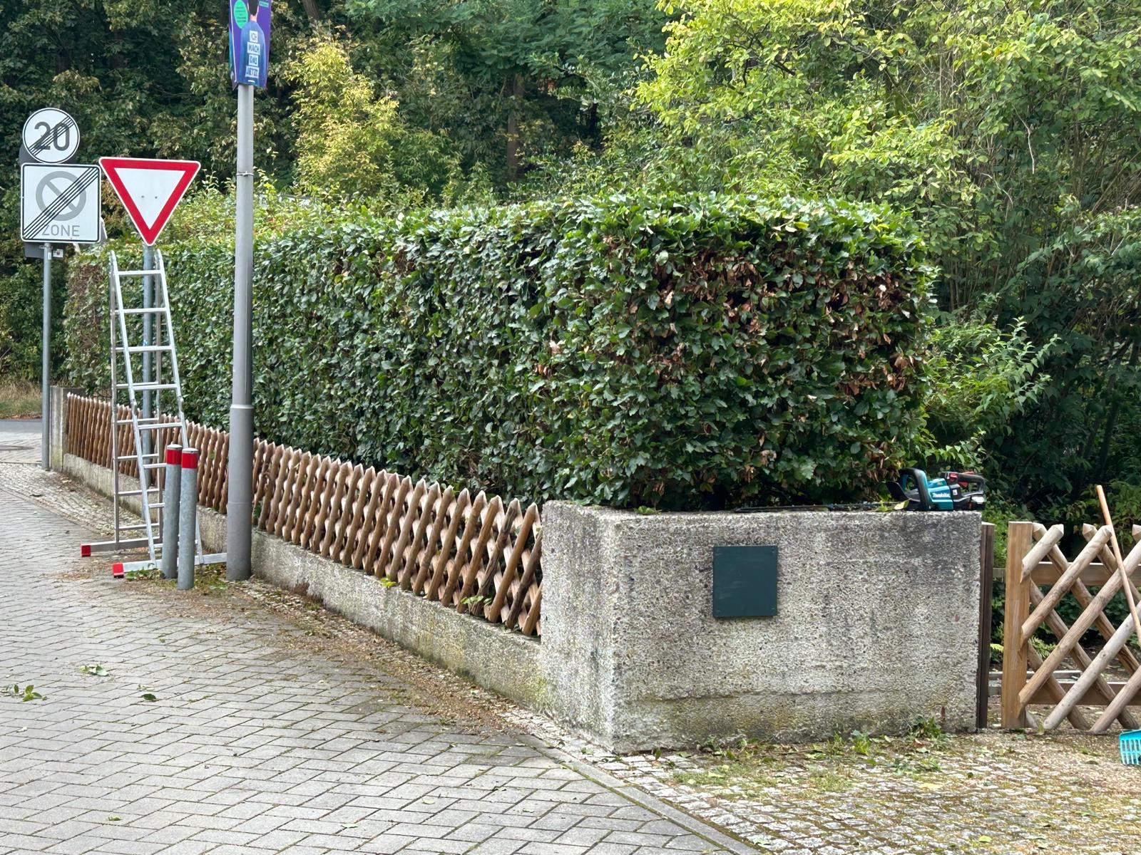 Heckenpflege einer Grundstücksgrenze